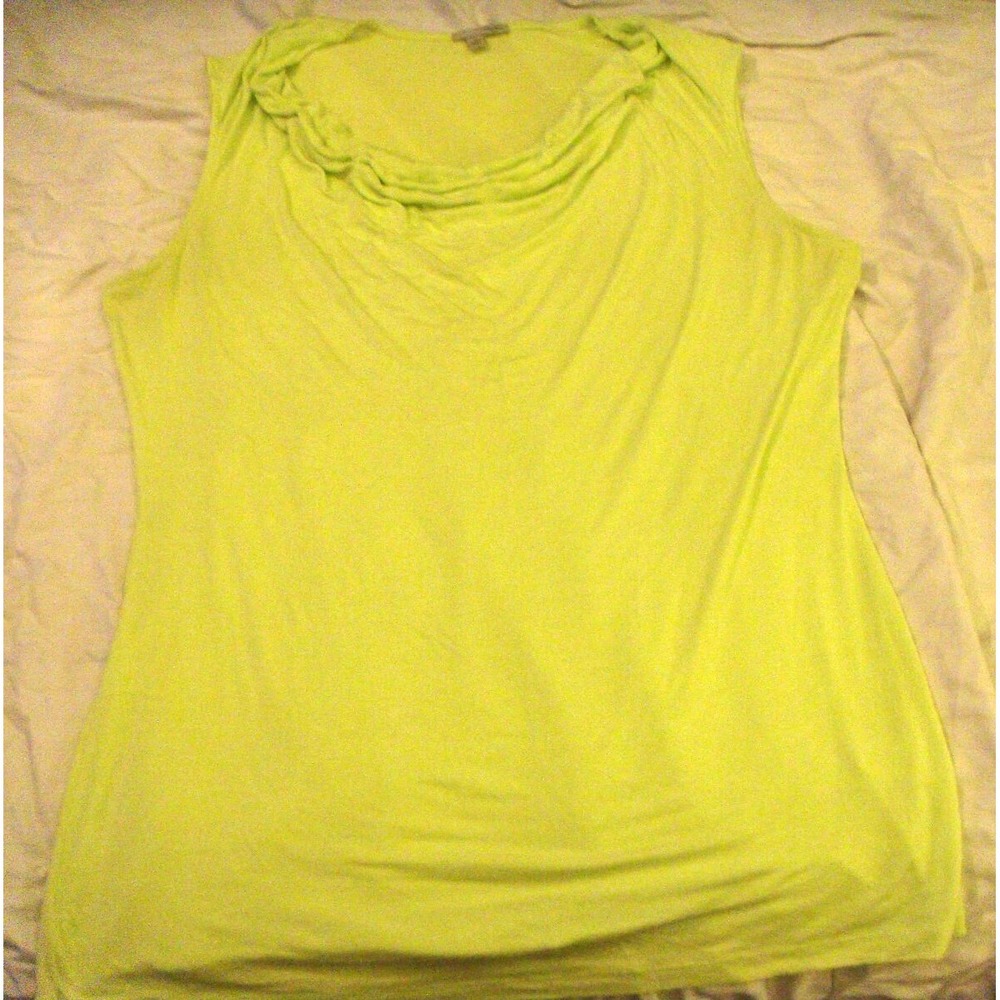 Halogen womens XL electric yellow scoop‎ neck top shirt blouse Y2K fun bright